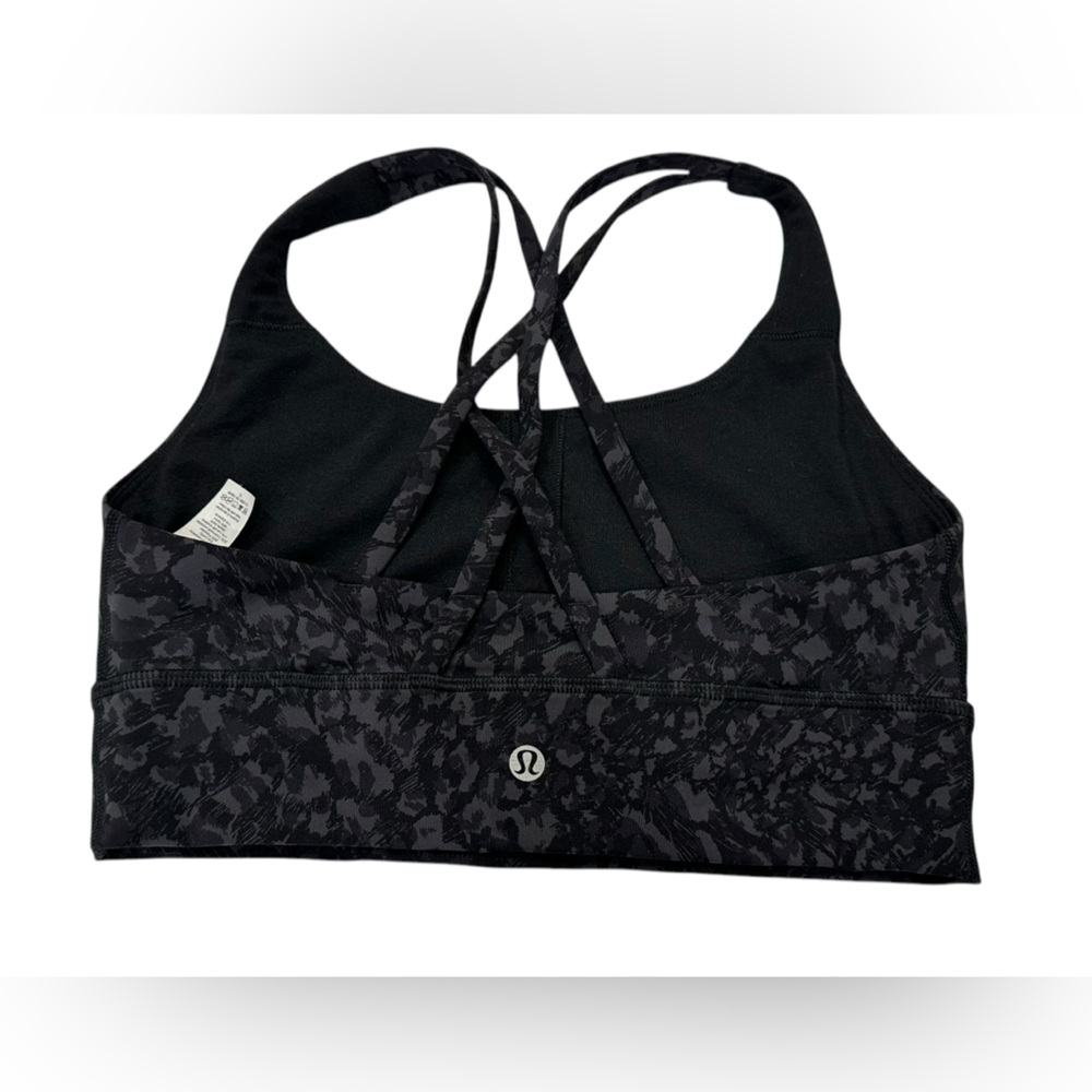 Lululemon Cross Back Sport Bra Grey Black Leopard Size 6